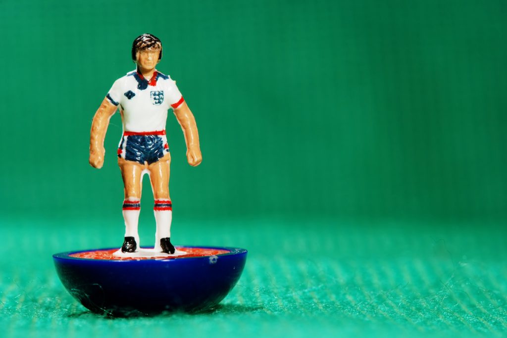 Vintage Subbuteo soccer player miniature toy