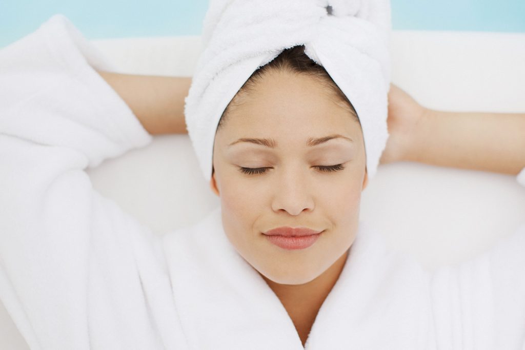 Woman relaxing in spa